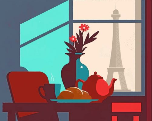 Illustration Parisian Breakfast Paint By Numbers