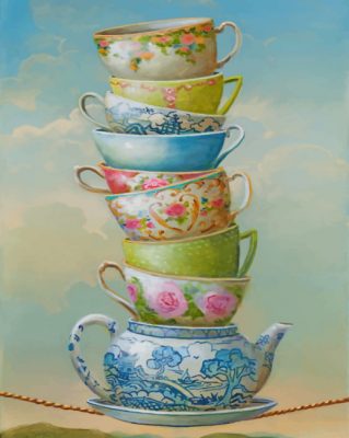 Aesthetic Teapot And Cups paint by numbers