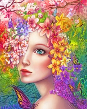 Colorful Floral Woman Paint by numbers