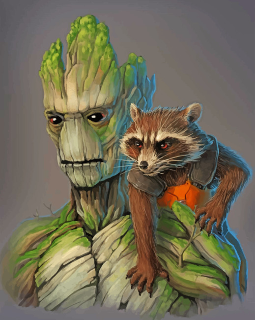 Groot And Rocket Raccoon Paint By Numbers - Numeral Paint Kit
