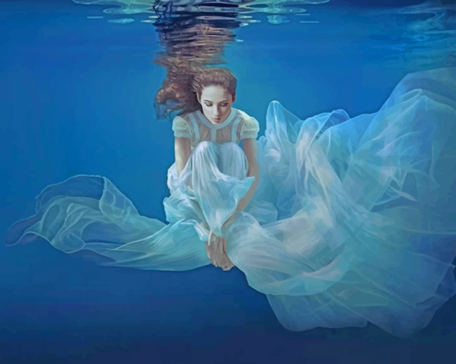 Woman Underwater - Paint By Numbers - Painting By Numbers