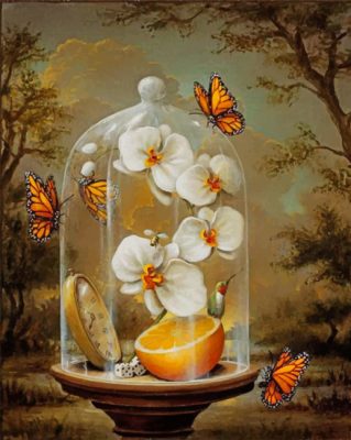 Orchids And Monarch Butterflies Paint By Numbers