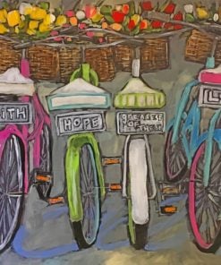Bikes With Tulips Baskets paint by number