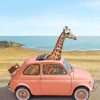 Giraffe In Pink Car paint by number