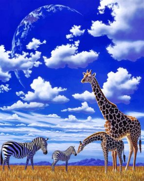 Giraffes And Zebras paint by number