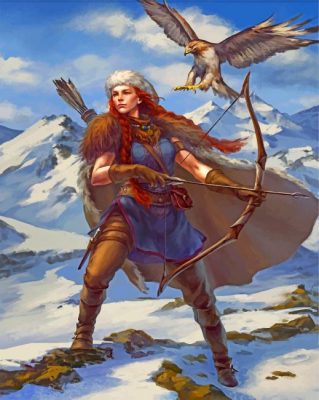 Hunter Woman In Snow paint by number