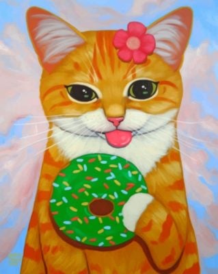 Kitten Eating Donut paint by number