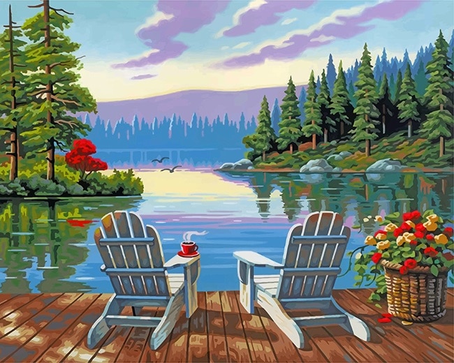 LAKESIDE MORNING, Paint by Number Kit, DIMENSIONS PAINTWORKS (73