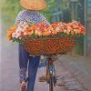 Man Riding Floral Bicycle paint by numbers