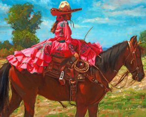 Mexican Woman On Horse paint by numbers