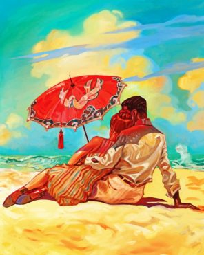 Romantic Couple In Beach paint by numbers
