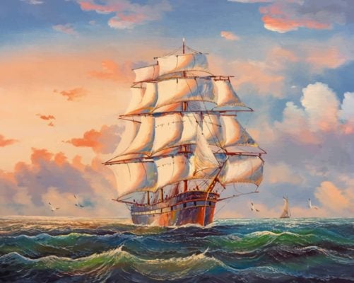 Sail Ship In Sea paint by numbers