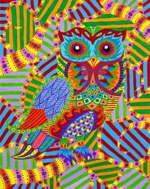 Abstract Colorful Owl paint by numbers