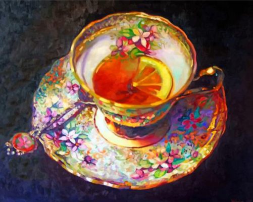 Floral Tea Set Paint By Numbers - Numeral Paint Kit
