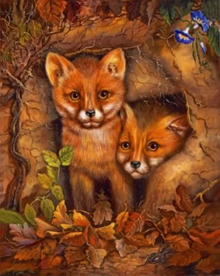 Baby Foxes paint by numbers