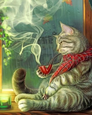 cat smoking paint by number