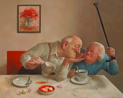Funny Old Couple paint by numbers