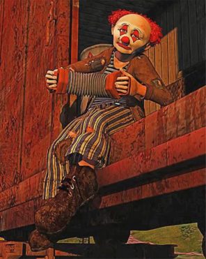 Hobo Clown On The Train paint by numbers
