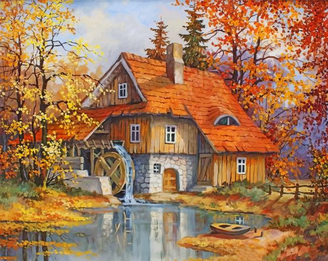 Peaceful Lake View Paint By Number Kit DIY Acrylic Painting Canvas