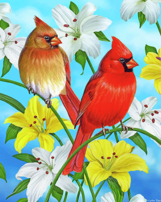 Birds And Flowers Paint By Numbers - Numeral Paint Kit