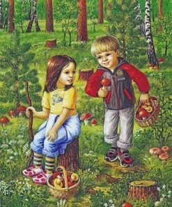 Siblings In The Forest Paint by numbers