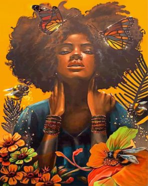 African Woman And Butterflies paint by numbers
