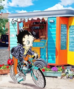 Betty Boop Riding A Bike Paint By Numbers