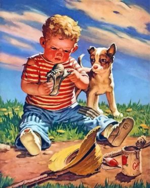 Boy And Dog Paint by numbers