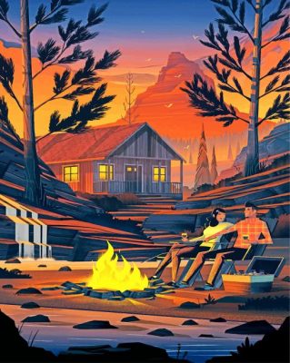 Camping Illustration Art Paint by numbers