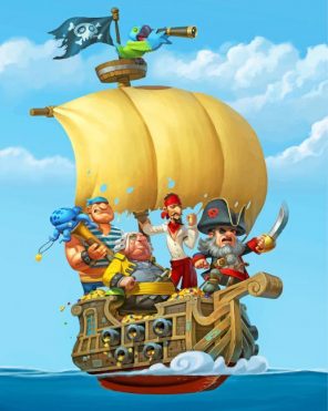 Cartoon pirate ship paint by numbers