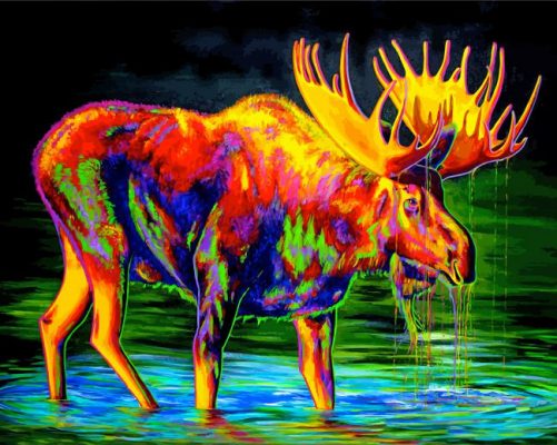 Colored Moose Art paint by numbers