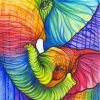 Colorful Elephant And Calf Paint by numbers