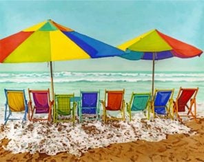 Colorful Sunloungers Paint by numbers
