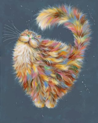 Colorful Fluffy Cat Paint by numbers