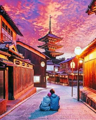 Couple In Yasaka Pagoda Paint by numbers