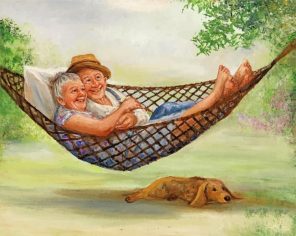Elderly Couple On Hammock paint by numbers