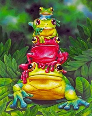 Frog Family paint by numbers