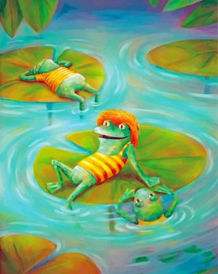 Frogs On Lily Pad Paint By Numbers - Numeral Paint Kit