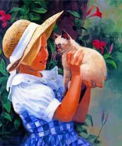 Girl And Cat Paint by numbers