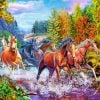 Horses In River Paint by numbers