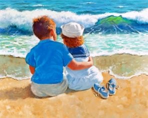 Kids In The Beach Paint by numbers