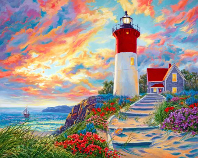 Paint by Numbers Kit for Adults FRAMED Canvas Lighthouse 
