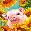 Pig With Sunflowers Paint by numbers