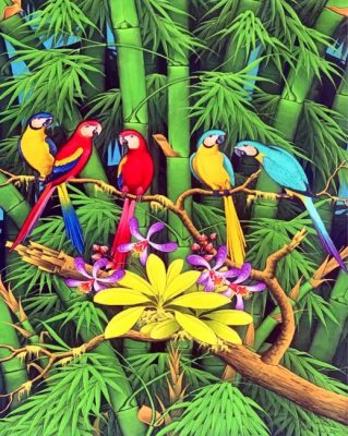 Tropical Parrots Birds Paint by numbers