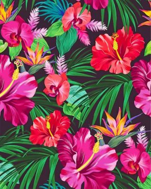 Tropical Plants And Flowers Paint by numbers