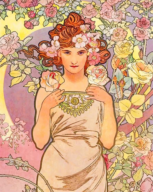 Number Painting for Adults Summer Painting by Alphonse Mucha Paint by  Number Kit On Canvas for Beginners