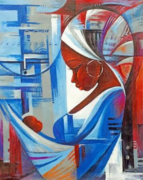 Black African Mother And Child Paint by numbers
