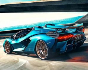 Blue Racing Car Paint By Numbers - Numeral Paint Kit