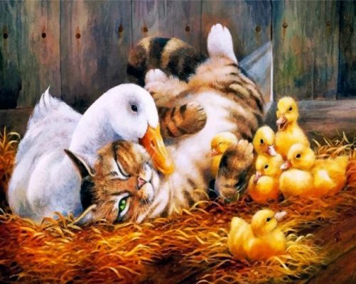 cat-and-duck-family-paint-by-number