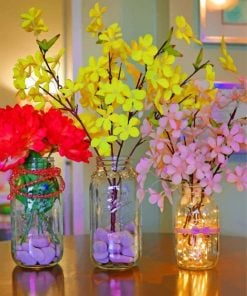 Flowers In Mason Jars Paint by numbers